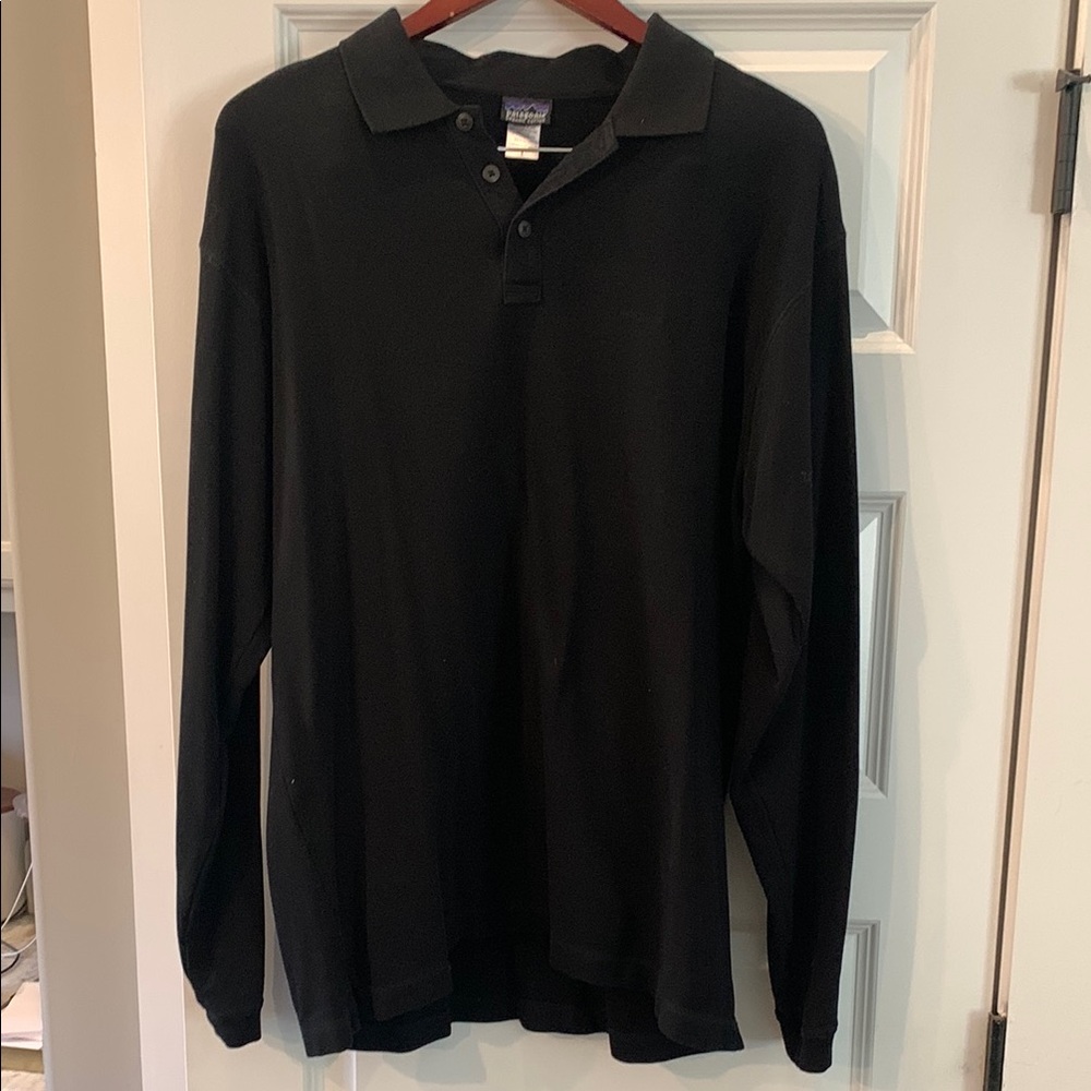 Patagonia Black Polo Long Sleeve Shirt- Vintage